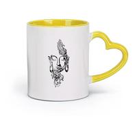 DEBINGY céramique Tasse en porcelaine Bouddha Gautama Masque de Bouddha Studio de Yoga Shakyamuni Prière Religion （11oz/320ml） Joli cadeau de Noël Jaune