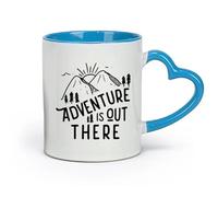 DEBINGY céramique Tasse en porcelaine l'aventure est là-bas, randonnée en montagne, citation, slogan, motivation, typographie （11oz/320ml） Toutes occasions Bleu