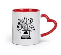 DEBINGY céramique Tasse en porcelaine Réseau social informatique en ligne Configuration du système Internet du joueur （11oz/320ml） Café ou cadeau Rouge
