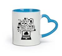 DEBINGY céramique Tasse en porcelaine Réseau social informatique en ligne Configuration du système Internet du joueur （11oz/320ml） Café ou cadeau Bleu