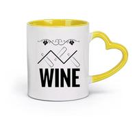 DEBINGY céramique Tasse, tasse à café/thé Cave à vin Bar à vin Restaurant Bouteilles d'alcool Raisins （11oz/320ml） Cadeau de bureau unique pour femme et homme Jaune