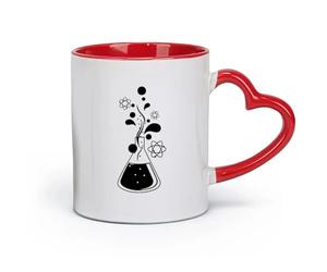 DEBINGY céramique Tasse, tasse à café/thé Chimie Science Éducation École Atome Molécule Bouteille Inspiral （11oz/320ml） Lave-vaisselle et micro-ondes Rouge