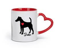 DEBINGY céramique Tasse, tasse à café/thé Fox Terrier avec votre chien Chien de compagnie avec cœur rouge （11oz/320ml） Pour boissons chaudes, latte, cappuccino Rouge