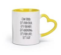 DEBINGY céramique Tasse, tasse à café/thé Lettrage inspirant, phrase de motivation, mots « Allons-y » （11oz/320ml） Tasses à café en céramique pour la maison ou le travail Jaune