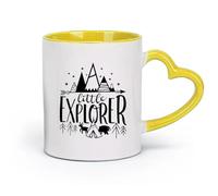 DEBINGY céramique Tasse, tasse à café/thé Petit ours explorateur et aventure pour enfants dans une tente （11oz/320ml） Idéal pour la maison, le bureau, les cafés, idées cadeaux Jaune