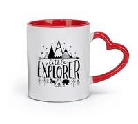 DEBINGY céramique Tasse, tasse à café/thé Petit ours explorateur et aventure pour enfants dans une tente （11oz/320ml） Idéal pour la maison, le bureau, les cafés, idées cadeaux Rouge