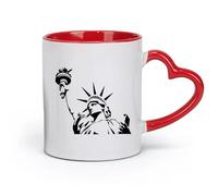 DEBINGY céramique Tasse, tasse à café/thé Statue de la Liberté, États-Unis, Femme, Statue de la Liberté （11oz/320ml） Utilisation au café ou au restaurant Rouge