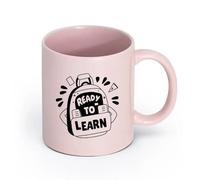 DEBINGY céramique Tasse, tasse à café/thé un glyphe d'un cartable avec une typographie prête à apprendre （11oz/320ml） Pour boissons chaudes, latte, cappuccino Rose