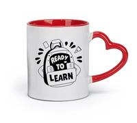 DEBINGY céramique Tasse, tasse à café/thé un glyphe d'un cartable avec une typographie prête à apprendre （11oz/320ml） Pour boissons chaudes, latte, cappuccino Rouge