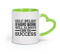 DEBINGY céramique Tasses à anse confortable Citations de motivation au travail : inspiration pour réussir （11oz/320ml） Excellent cadeau pour les amoureux Vert