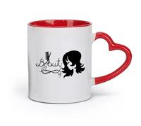 DEBINGY céramique Tasses à anse confortable Logo de salon de coiffure de beauté Ciseaux Brosse à cheveux （11oz/320ml） Pour boissons chaudes, latte, cappuccino Rouge