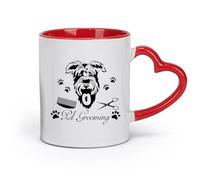 DEBINGY céramique Tasses à anse confortable Modèle de toilettage pour chien dans une animalerie （11oz/320ml） Pour café, soupe, thé, lait, latte, chocolat chaud, pour femmes et hommes Rouge