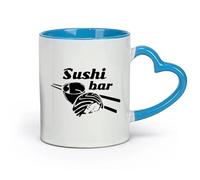 DEBINGY céramique Tasses à anse confortable Sushi Kitchen Réfrigérateur Baguettes Riz Restaurant （11oz/320ml） Pour café, soupe, thé, lait, latte, chocolat chaud, pour femmes et hommes Bleu