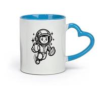 DEBINGY céramique Tasses à anse confortable un astronaute de dessin animé courant avec une balle de baseball （11oz/320ml） Pour le bureau et la maison Bleu
