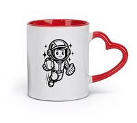 DEBINGY céramique Tasses à anse confortable un astronaute de dessin animé courant avec une balle de baseball （11oz/320ml） Pour le bureau et la maison Rouge