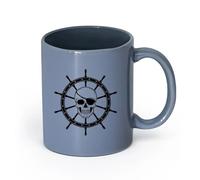 DEBINGY céramique Tasses à café avec anse Animation de chambre d'enfant représentant un bateau squelette pirate naviguant （11oz/320ml） Pour expresso Blaugrau