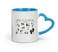 DEBINGY céramique Tasses à café avec anse Animaux des bois Grandes empreintes Maison de jeu Jungle Cerf Renard Loup Raton laveur （11oz/320ml） Toutes occasions Bleu