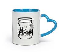 DEBINGY céramique Tasses à café avec anse Collectionner les souvenirs Campeurs Aventure au feu de camp Camping （11oz/320ml） Pour le thé Café chaud Bleu