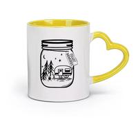 DEBINGY céramique Tasses à café avec anse Collectionner les souvenirs Campeurs Aventure au feu de camp Camping （11oz/320ml） Pour le thé Café chaud Jaune