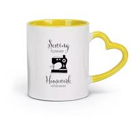 DEBINGY céramique Tasses à café avec anse La couture est toujours une corvée, que ce soit pour une machine à coudre, un atelier de couture ou du quilting. （11oz/320ml） Restaurant, bureau Jaune