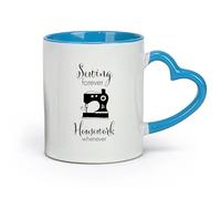 DEBINGY céramique Tasses à café avec anse La couture est toujours une corvée, que ce soit pour une machine à coudre, un atelier de couture ou du quilting. （11oz/320ml） Restaurant, bureau Bleu