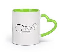 DEBINGY céramique Tasses à café avec anse Là où la vie commence, l'amour ne finit jamais Citations sur la famille italienne （11oz/320ml） Joli cadeau de Noël Vert