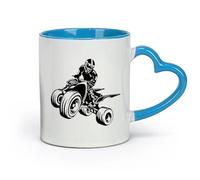 DEBINGY céramique Tasses à café avec anse Moto à quatre roues Moto de course Voiture de route Voiture tout-terrain Chambre de couple （11oz/320ml） Pour expresso Bleu