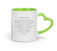 DEBINGY céramique Tasses à café avec anse Notre Père Citation Foi Modèle Amen Dire Verset Biblique Calligraphie （11oz/320ml） Adapté au micro-ondes Vert