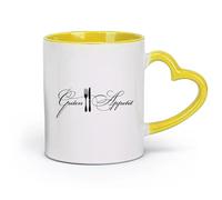 DEBINGY céramique Tasses à café avec anse Restaurant allemand Bon Appetit Knife Kitchen Restaurant Bon Appetit Family Love （11oz/320ml） Pour expresso Jaune