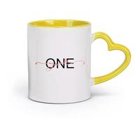 DEBINGY céramique Tasses à café avec anse un an belle salutation mot de calligraphie griffonné manuscrit lettrage au pinceau moderne （11oz/320ml） Café ou cadeau Jaune