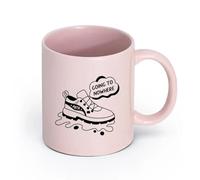 DEBINGY céramique Tasses à café avec anse un glyphe d'une chaussure avec une typographie qui ne mène nulle part （11oz/320ml） Boissons chaudes, expresso Rose