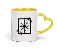 DEBINGY céramique Tasses à café en céramique blanche conception fractale abstraite avec des bords nets （11oz/320ml） Cadeau de bureau unique pour femme et homme Jaune