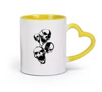 DEBINGY céramique Tasses à café en céramique blanche Crâne Squelette Horreur Anarchisme Liberté Cool Boy （11oz/320ml） Cappuccino, latte macchiato, thé, expresso Jaune