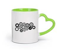 DEBINGY céramique Tasses à café en céramique blanche Engrenages Steampunk et roues dentées Machine géométrique （11oz/320ml） Pour le thé Café chaud Vert