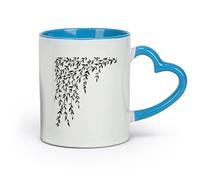 DEBINGY céramique Tasses à café en céramique blanche Feuilles Branches Branches de saule Jungle Forêt Arbre （11oz/320ml） Boissons chaudes, expresso Bleu