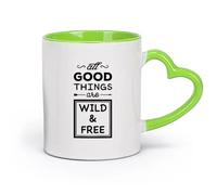 DEBINGY céramique Tasses à café en grès avec anse Citations inspirantes sur la liberté et la nature sauvage （11oz/320ml） Pour hommes et femmes Vert
