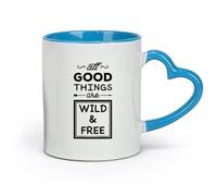 DEBINGY céramique Tasses à café en grès avec anse Citations inspirantes sur la liberté et la nature sauvage （11oz/320ml） Pour hommes et femmes Bleu