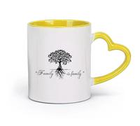 DEBINGY céramique Tasses à café en grès avec anse Citations sur la famille Arbre généalogique Arbre généalogique （11oz/320ml） Pour hommes et femmes Jaune