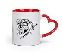 DEBINGY céramique Tasses à café en grès avec anse Gladiateurs Carnaval de Venise Italie Gladiateurs italiens （11oz/320ml） Pour expresso, service à thé Rouge