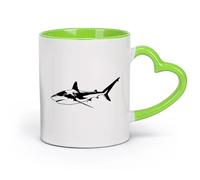 DEBINGY céramique Tasses à café en grès avec anse Grand requin blanc Requin Vie marine Poisson Océan （11oz/320ml） Pour thé, café et boissons chaudes Vert
