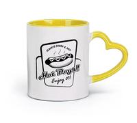 DEBINGY céramique Tasses à café en grès avec anse Hot-dog, restauration rapide, café, camion, cuisine （11oz/320ml） Cappuccino, latte macchiato, thé, expresso Jaune