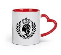 DEBINGY céramique Tasses à café en grès avec anse obtenir une esthétique royale avec un logo de reine luxueux （11oz/320ml） Pour la maison et le bureau Rouge