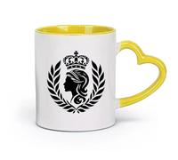 DEBINGY céramique Tasses à café en grès avec anse obtenir une esthétique royale avec un logo de reine luxueux （11oz/320ml） Pour la maison et le bureau Jaune