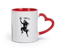 DEBINGY céramique Tasses à café en grès avec anse Plafond de garde-robe religieux du Seigneur Shiva vintage （11oz/320ml） Pour hommes et femmes Rouge