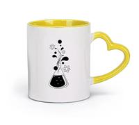DEBINGY céramique Tasses à café en porcelaine Chimie Science Éducation Atome Molécule Bouteille École Enfants （11oz/320ml） Pour thé, café, lait, cappuccino Jaune