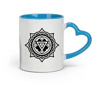 DEBINGY céramique Tasses à café en porcelaine une icône de style glyphe du symbole énergétique bouddhiste （11oz/320ml） Tasse à café en céramique pour cappuccino, thé, lait Bleu