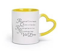DEBINGY céramique Tasses à café et à thé Aimer Dieu, citations chrétiennes espagnoles, versets bibliques avec Dieu, tout est possible （11oz/320ml） Joli cadeau de Noël Jaune