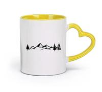 DEBINGY céramique Tasses à café et à thé Côté de voiture, montagne, arbre, forêt, graphiques, camping-car, remorque, 4x4, tout-terrain, SUV （11oz/320ml） Café ou cadeau Jaune