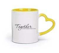 DEBINGY céramique Tasses à café et à thé Être ensemble est notre endroit préféré Famille Mariage Mariage Amour Citations inspirantes （11oz/320ml） Pour expresso Jaune
