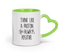 DEBINGY céramique Tasses à café et à thé La science pense comme un proton Des mots de motivation toujours encourageants et positifs （11oz/320ml） Lave-vaisselle Vert